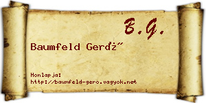 Baumfeld Gerő névjegykártya